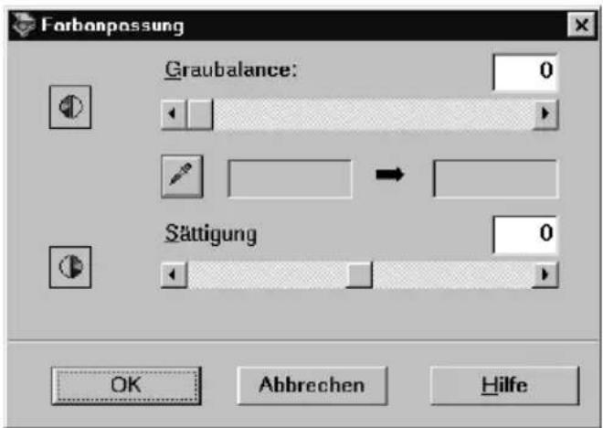 Carbonpassung Graubalance: 0 Sättigung 0 OK Abbrevchen Hilfe