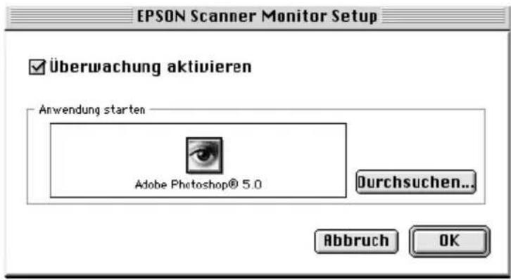 EPSON Scanner Monitor Setup Überwachung aktivieren Anwendung starten Adobe Photoshop® 5.0 Durchsuchen... Abbruch OK