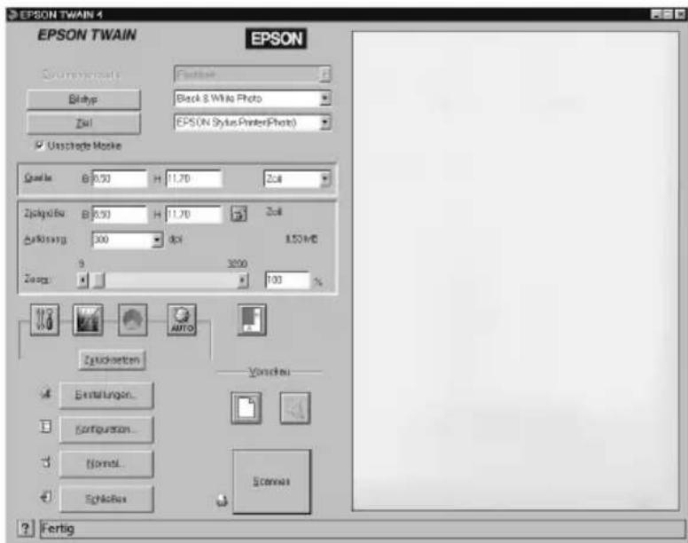 EPSON TWAIN 4 EPSON TWAIN EPPSON Spectrum Bilohyp Zahl Black & White Photo EPSON Style Printer(Photo) Umschlag Mode Gelte B:0.50 H:1.70 Zahl Ziploid B: B:0.50 H:1.70 Zahl AuKosig 300 DSI 1.50 MΩ 9 3200 Zoog 100 % Zyloiksetzen AUTO Vorräteu Entstungen... Configuration... Normal... Schottus Scannas Fertig