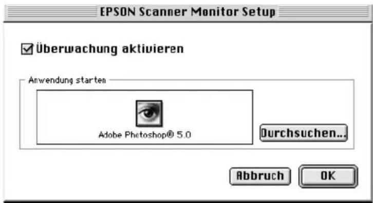 EPSON Scanner Monitor Setup Überwachung aktivieren Anwendung starten Adobe Photoshop® 5.0 Durchsuchen... Abbruch OK