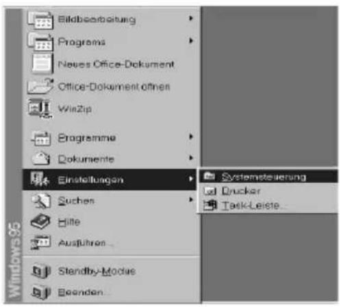 Bildbearbeitung Programs Neues Office-Dokument Office-Dokument ofnen WinZip Ergomme Dokumente Einstellungen Suches Hilte Ausführten Standby-Modie Beenden Systemsteuerung Drucker Task-Leiste