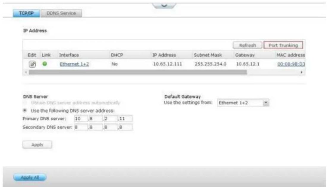 QNAP VS-2204 PRO+ - Klicken Sie auf "Portbündelung". - 1
