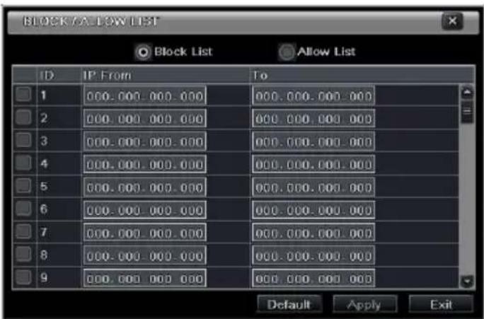 Provision-ISR NVR2-4100P - Block/Allow List - 1