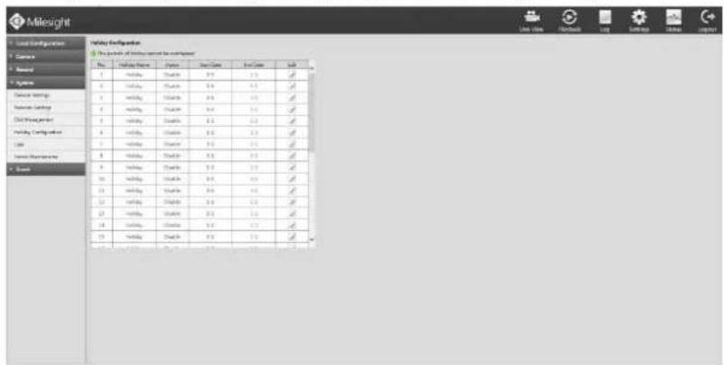 Milesight MS-N7032UH - Holiday Configuration - 1