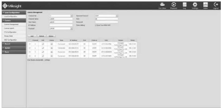 Milesight MS-N7032UPH - Method2. Add IP Channel in camera management interface - 1