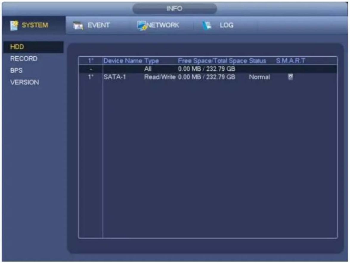 Dahua Technology Lite NVR4208-8P - HDD Information - 1