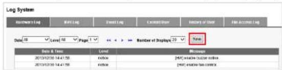 Log System Name: Log Date: 18 Level: 40 Page: 1 Number of Displays: 20 Status Data & Time Level Message 2013/12/06 14:41:58 notice [NET] update your online 2013/12/06 14:41:58 notice [NET] update your online