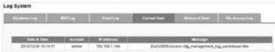 Log System Nordemware Log MSR Log Event Log Curmand Data History of Data File Account Log Date & Date Account IP Address Message 2013/12/30 10:14:17REL:192.168.1.144DofUSERAccess-Itg_management_log Subscription.htm