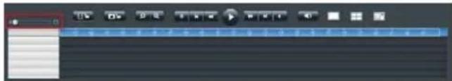 Screenshot of a video editing timeline interface with playback controls and track bar