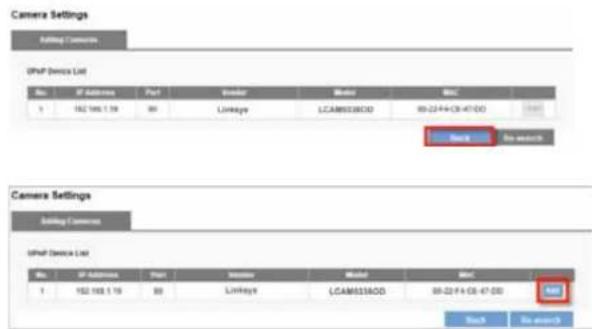 Camera Settings Editing Camera UFM Device List No. IP Address Port Gender Model MEC 1 162 166.1.19 80 Linkages LCAM333AOD 08-22-F+08-47-00 Search For search Camera Settings Editing Camera UFM Device List No. IP Address Port Gender Model MEC 1 162 166.1.19 80 Linkages LCAM333AOD 08-22-F+08-47-00 Search For search