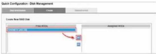 Quick Configuration - Disk Management Create New RAID (Disk) Print HDDs SINAM ST 2018.16L Assigned HDDs