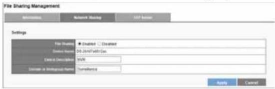 File Sharing Management Information Network Mining FTP Server Settings File Shares ● Created ○ Distant Domain Name DO-2007/Fa103/Cas Custom Description MCV Domain a Bootstrap Name Tolerance Apply Cancel