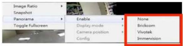 Image Ratio Snapshot Panorama Toggle Fullscreen Enable Display mode Camera position Config None Brickcom Vivotek Immervision