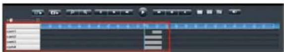 Screenshot of a video editing timeline interface with track layers and playback controls