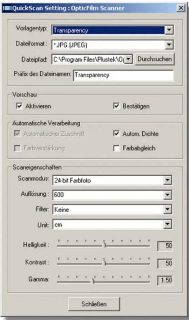 PLUSTEK OpticFilm 7200i - QuickScan setting - 2