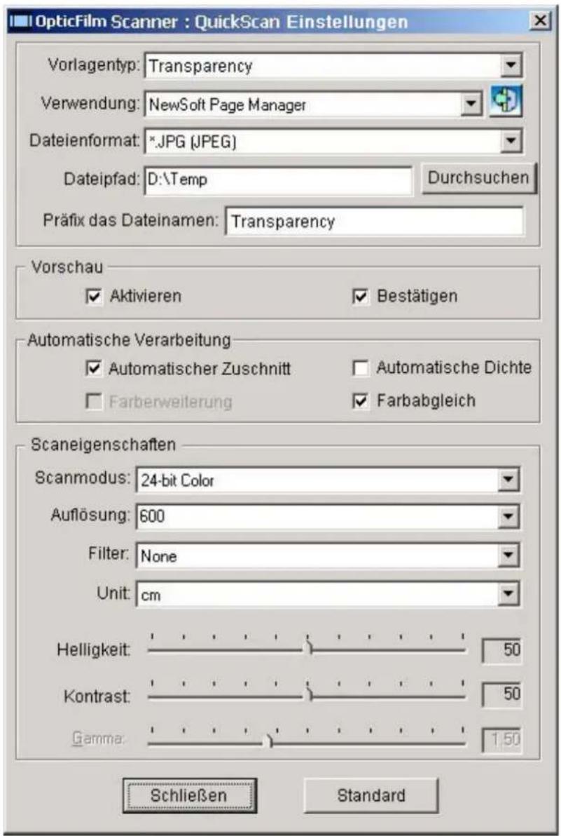 PLUSTEK OpticFilm 7300 - QuickScan setting - 2