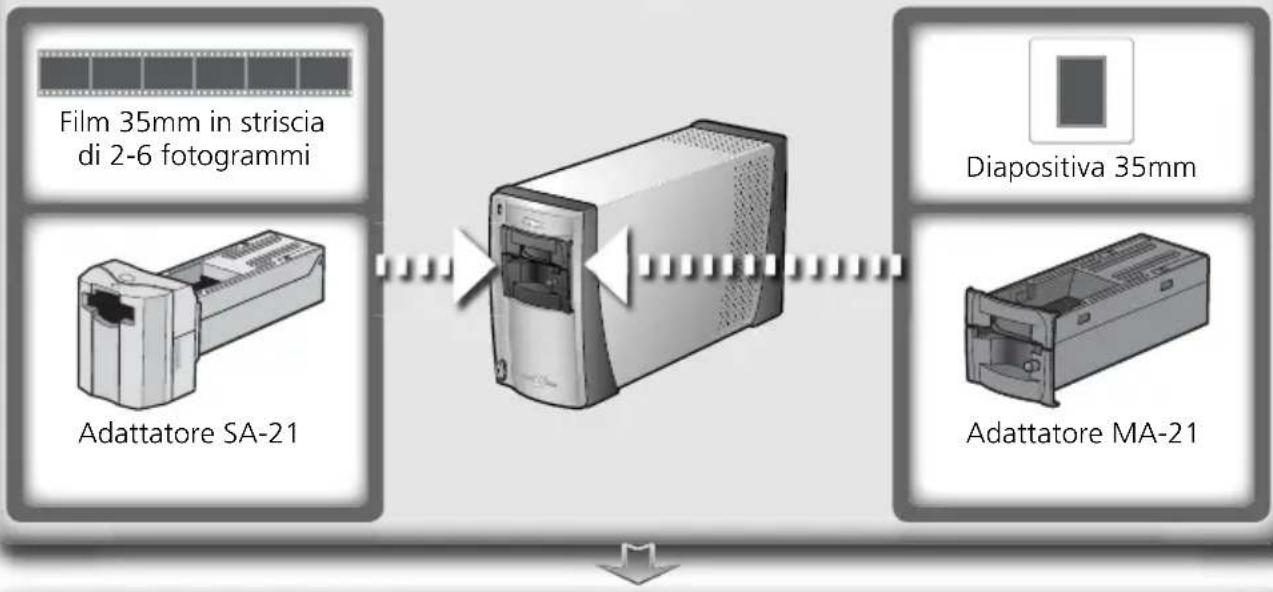 NIKON Coolscan V ED - Scegliete un adattatore (25) e inserite il film (28–29) - 1