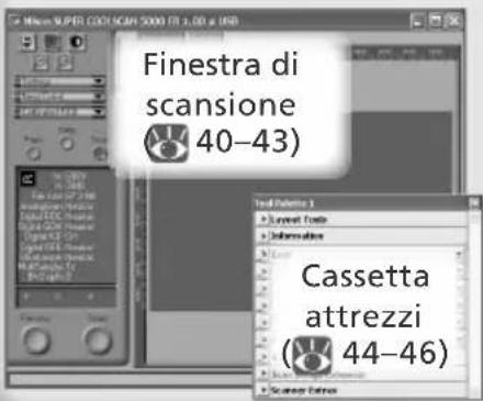 Finestra di scansione 40-43) Cassetta attrezzi (44-46)