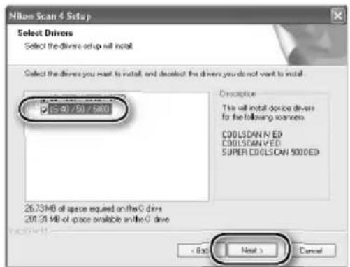 NIKON Coolscan V ED - Selecteer de scanner-drivers (stuurprogramma's) - 1