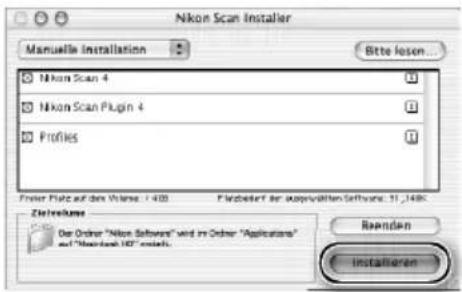 Nikon Scan Installer Manuelle Installation Bitte lesen... Nikon Scan 4 Nikon Scan Plugin 4 Profiles Froder Platz auf den Volume: 1.400 Firksbedert der Approdukten Software: 11_148K Zieleklasse Der Order "Nikon Software" wird im Order "Applications" und "Macronak 102" install. Reminden Installieren