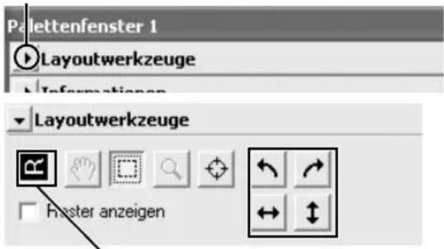 Palettenfenster 1 Layoutwerkzeuge Informationen Layoutwerkzeuge Haster anzeigen