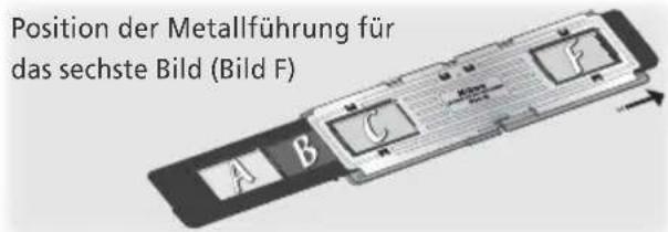 Position der Metallführung für das sechste Bild (Bild F)