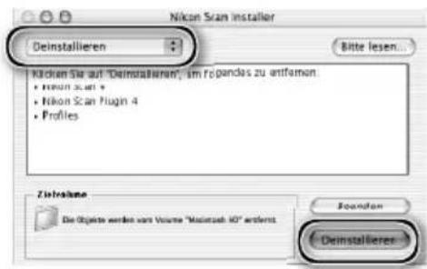 Nikon Scan installer Deinstallieren Bitte lesen... Kücken Sie auf "Deinstallieren", im regandes zu entfernen. • Nikon Scan 4 • Nikon Scan Plugin 4 • Profiles Ziziralsame Die Objekte werden vom Volume "Microsoft HD" erwerkt Reunden Deinstallieren