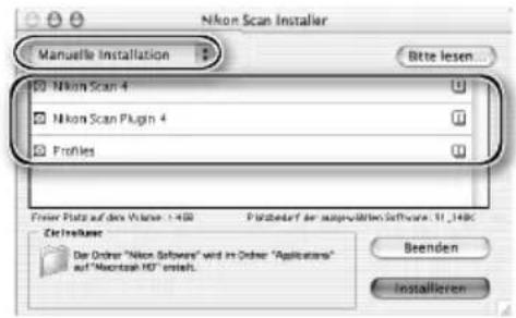 Nikon Scan Installer Manuelle Installation Bitte lesen... Nikon Scan 4 Nikon Scan Plugin 4 Profiles Enter Plaza auf den Volume: 1.400 Platzbedarf der ausgewählten Software: 31_148K Zinluka Der Order "Nikon Software" wird im Order "Applications" auf "Macintosh HD" ersteh. Beenden Installieren