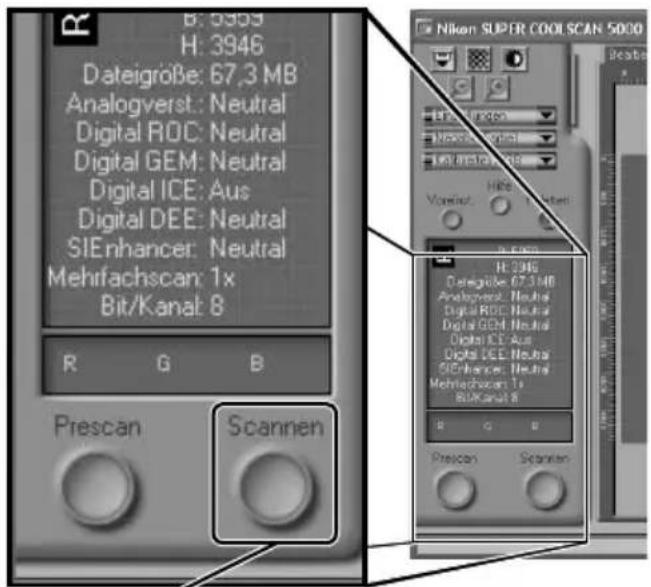 B: 3555 H: 3946 Dateigroße: 67,3 MB Analogverst.: Neutral Digital ROC: Neutral Digital GEM: Neutral Digital ICE: Aus Digital DEE: Neutral SIEnhancer: Neutral Mehrfachscan: 1x Bit/Kanal: 8 R G B Prescan Scannen Nikon SUPER COOLSCAN 5000 H: 296 Dateigroße: 67,340 Analogverst.: Neutral Digital ROC: Neutral Digital GEM: Neutral Digital ICE: Aus Digital DEE: Neutral SIEnhancer: Neutral Mehrfachscan: 1x BUKanal: 8 R G B Prescan Scannen