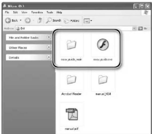 Nikon (D:) File Edit View Favorites Tools Help Back Search Favorites Address D:\+ File and Folder Tasks Other Places Details easy_guide_main easy_guide.exe Acrobat Reader manual_NSH manual.pdf