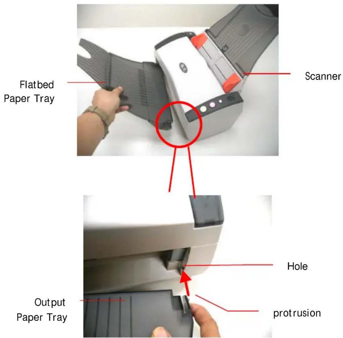 AVISION AV220 - Installing the ADF Output Paper Tray - 1