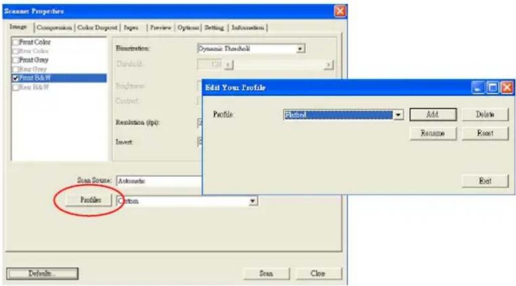 AVISION Av121 - To add a new profile, - 1