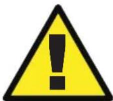 Yellow triangular warning sign with black exclamation mark symbol