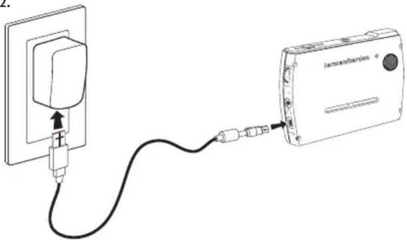 Diagram showing connection between a power outlet and a camera module, with labeled components and cable routing.
