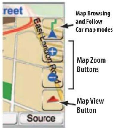 reet East London Red Source Map Browsing and Follow Car map modes Map Zoom Buttons Map View Button