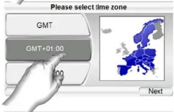 Please select time zone GMT GMT+01:00 Next
