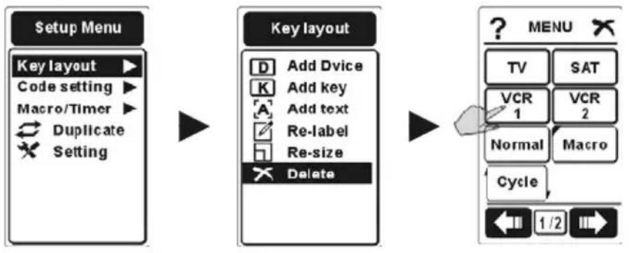 REVOX M207 - Löschen eines Gerätes, einer Softkey Taste oder von Text - 1