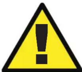 Yellow triangular warning sign with black exclamation mark symbol