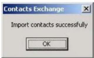 Contacts Exchange Import contacts successfully OK
