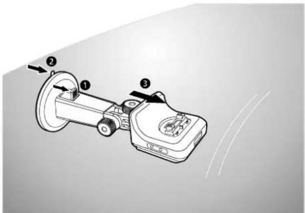 Technical diagram of a mechanical device with numbered components and directional arrows indicating assembly or motion.