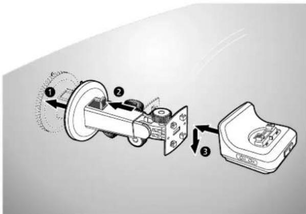 Diagram of a device's internal components with numbered parts, showing exploded view and assembly steps