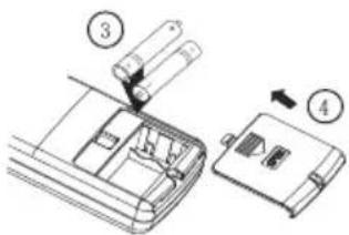 Technical diagram showing a device being inserted into a container with numbered parts and an arrow indicating direction.