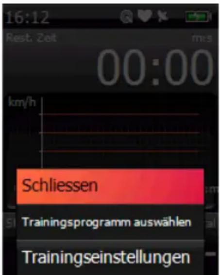 Xplova G3 - Kontextmenü des Trainings - 1