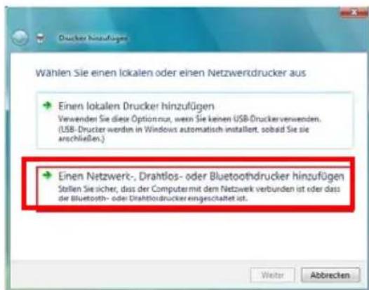 Wählen Sie einen lokalen oder einen Netzwerkdrucker aus → Einen lokalen Drucker hinzufügen Verwenden Sie dies Optionnur, wenn Sie keinen USB-Druckerverwenden. (USB-Drucker werden in Windows automatisch installiert, sobad Sie sie anschließen.) → Einen Netzwerk-, Drahtlos- oder Bluetoothdrucker hinzufügen Stellen Sie sicher, dass der Computer mit dem Netzwerk verbunden ist oder dass der Bluetooth- oder Drahtlosdrucker eingeschaltet ist.
