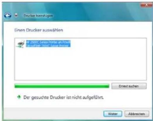 Einen Drucker auswählen © 2000C Series Pritte an Power Microsoft © 2000C Series Pritter Ernst suchen Der gesuchte Drucker ist nicht aufgeführt. Witer Abbrechen