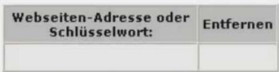 Webseiten-Adresse oder Schlüsselwort: Entfernen
