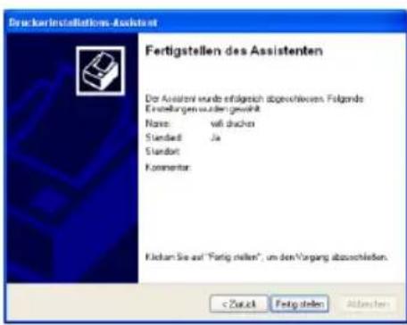 BruckarInstallations-Assistent Fertigstellen des Assistenten Der Assistent wurde erfolgsch abgewichtswirn. Folgende Erstellungen wurden gewählt. Name: Standalt: Ja Standort: Kommentor: Pickam Sie auf "Fertig stellen", um den Vergang abzuschließen. < Zustück Fertig stellen Abschlecken