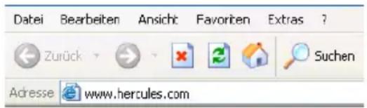 Datei Bearbeiten Ansicht Favoriten Extras ? Zurück Suchen Adresse www.hercules.com