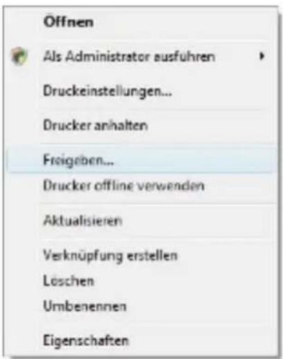 Offnen Als Administrator ausfuhren Druckeinstellungen... Drucker anhalten Fragelben... Drucker offline verwenden Aktualisieren Verknüpfung erstellen Löschen Umbenennen Eigenschaften