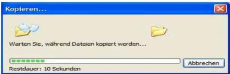 Kopieren... Warten Sie, während Dateien kopiert werden... Restdauer: 10 Sekunden Abbrechen